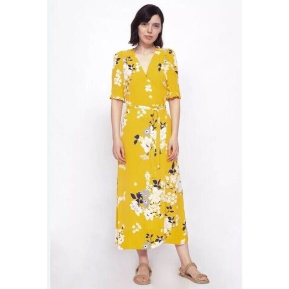Sea New York Yellow Floral Midi Dress - Picture 1 of 9